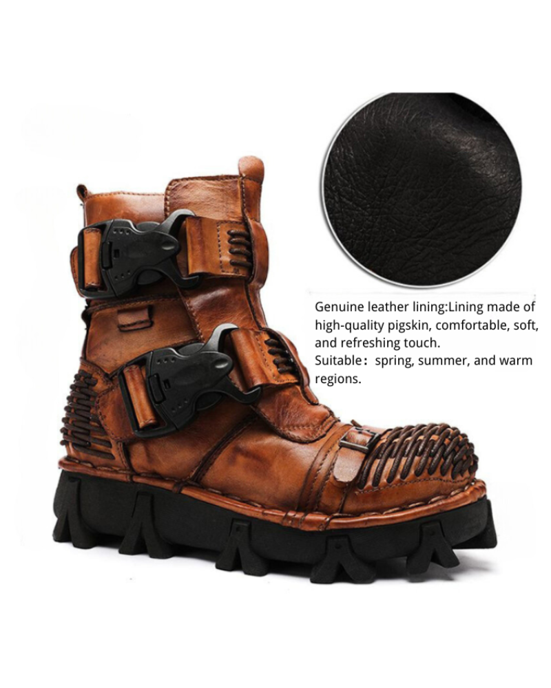 Bottes Techwear à Boucle Polyvalentes -  cuir véritable - Bottes Techwear à Boucle pour Motards Aventureux