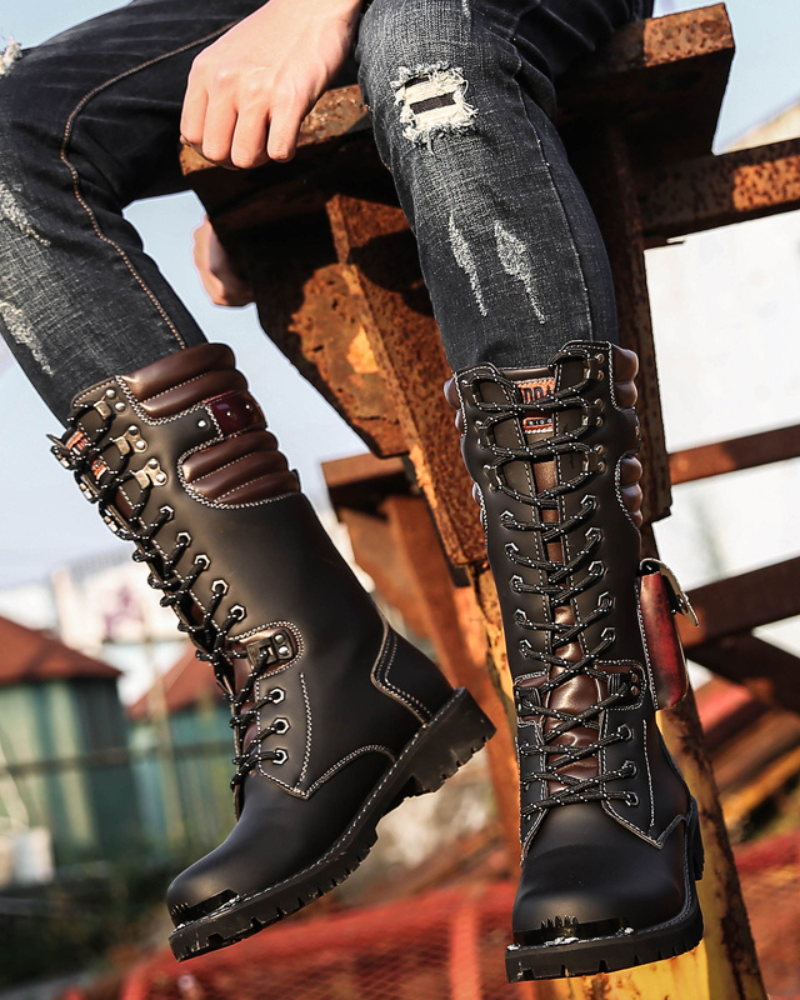 Bottines Noires Chic Montantes - bottines de moto - Bottines noires montantes pour un style punk et urbain