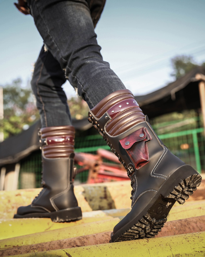 Bottines Noires Chic Montantes -  chaussures techwear - Bottines noires montantes pour un style punk et urbain