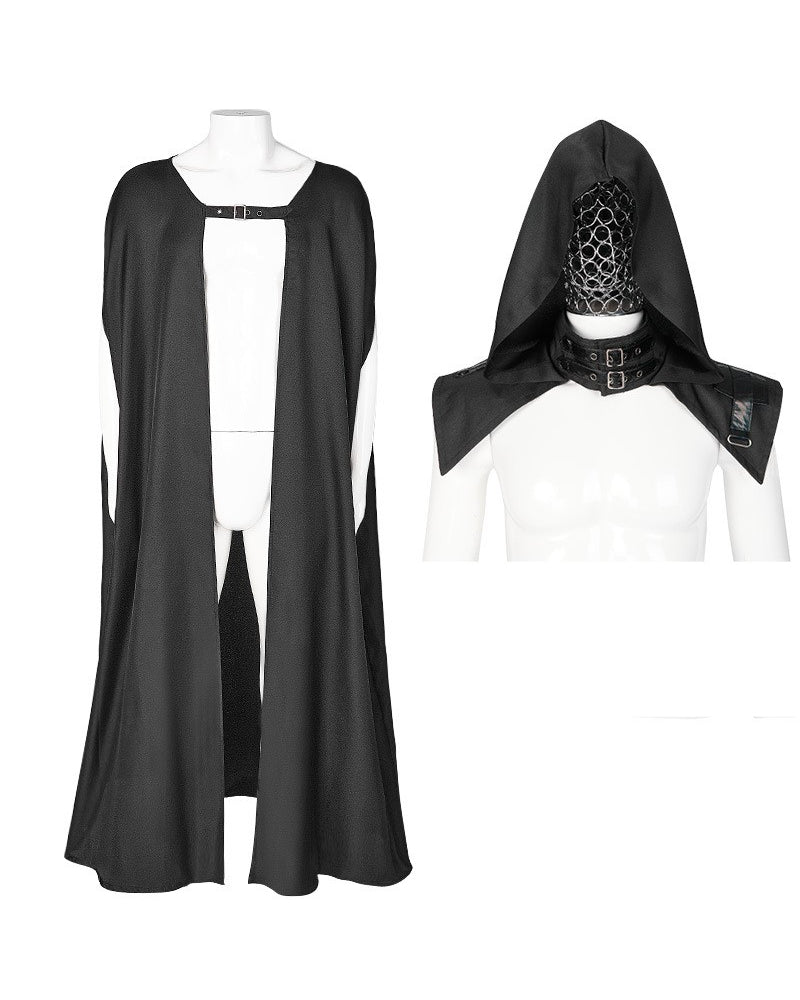 Cape à Capuche Gothique Énigmatique -  vêtements d'halloween - Cape à Capuche Gothique pour un Style Mystérieux