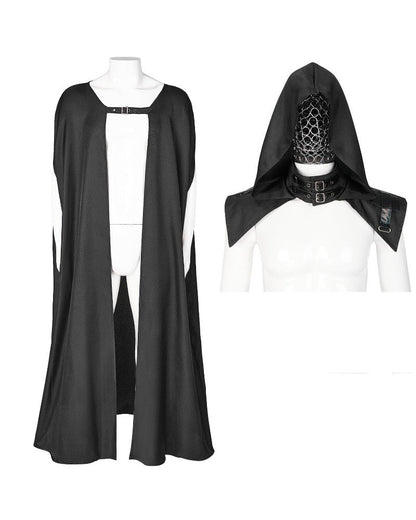 Cape à Capuche Gothique Énigmatique -  vêtements d'halloween - Cape à Capuche Gothique pour un Style Mystérieux