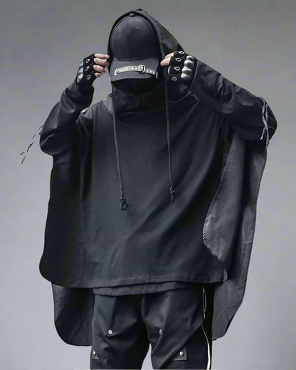Cape à Capuche Ninja Futuriste - cape - Cape à Capuche Ninja Futuriste : Élégance Techwear