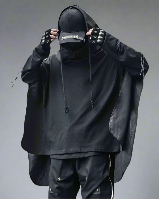 Cape à Capuche Ninja Futuriste - cape - Cape à Capuche Ninja Futuriste : Élégance Techwear