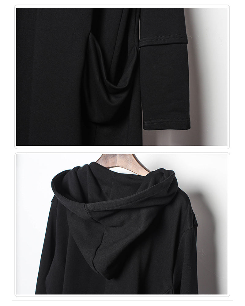Cape à Capuche Noire Énigmatique -  cape noire - Cape à Capuche Noire pour un Style Gothique Unique