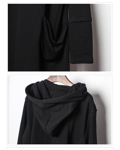 Cape à Capuche Noire Énigmatique -  cape noire - Cape à Capuche Noire pour un Style Gothique Unique