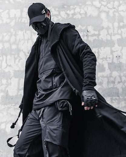 Cape à Capuche Noire Énigmatique -  vêtement confortable - Cape à Capuche Noire pour un Style Gothique Unique