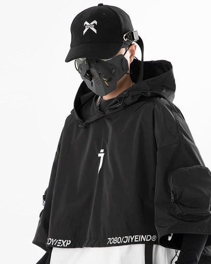 Cape Courte à Capuche Stylée -  techwear - Cape Courte à Capuche Élégante pour les Aventuriers Urbains