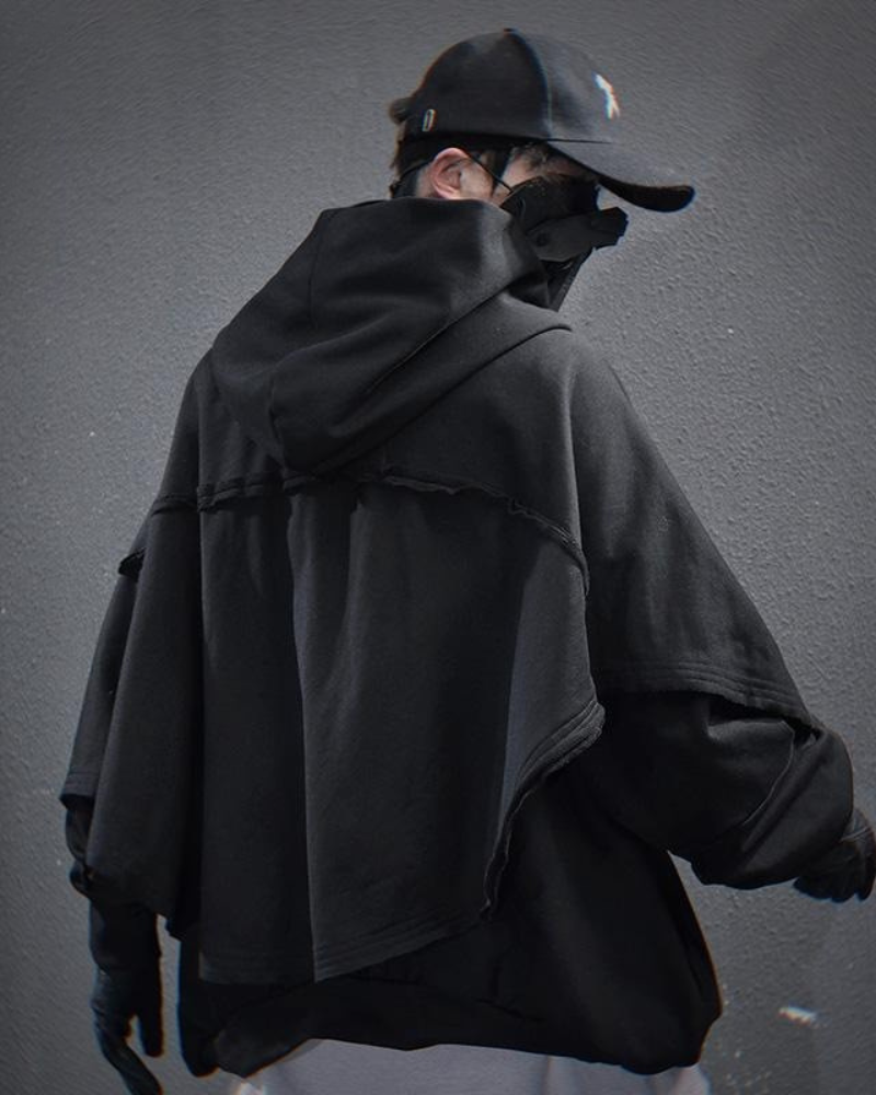 Cape Hoodie Unisexe Tout-Temps -  inspiration techwear - Cape Hoodie Unisexe Tout-Temps au Design Innovant