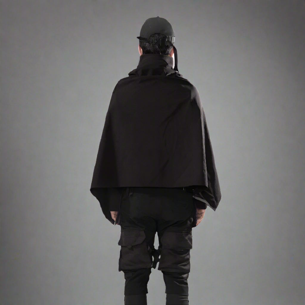 Cape Samouraï Noir Cosmique -  fashion cyberpunk - Cape Samouraï Noir Cosmique pour un Style Unique