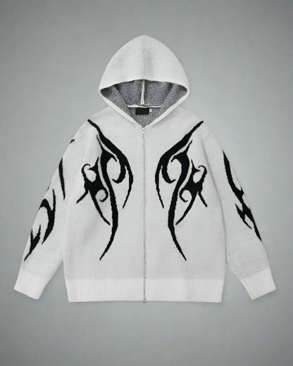 Cardigan à Capuche Noir Élégant -  mode streetwear - Cardigan à capuche noir élégant pour un style décontracté