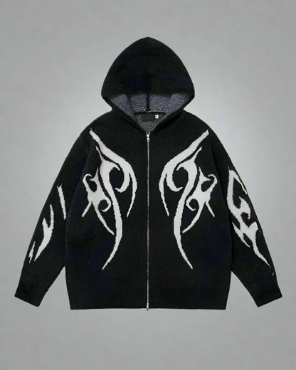 Cardigan à Capuche Noir Élégant -  noir - Cardigan à capuche noir élégant pour un style décontracté
