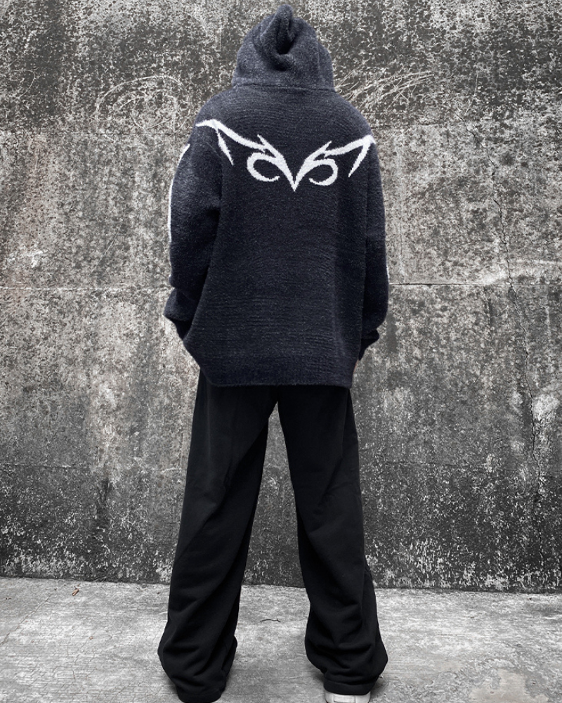 Cardigan à Capuche Noir Élégant -  techwear - Cardigan à capuche noir élégant pour un style décontracté