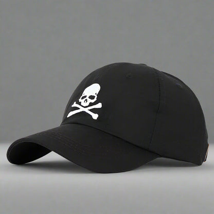 Casquette Noire Chic avec Crâne - casquette de baseball - Casquette Noire Chic avec Cornes Uniques pour un Style Audacieux