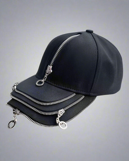 Casquette Zippée Audacieuse pour Rebelles - accessoire mode urbaine - Casquette Zippée pour un Look Urbain Audacieux