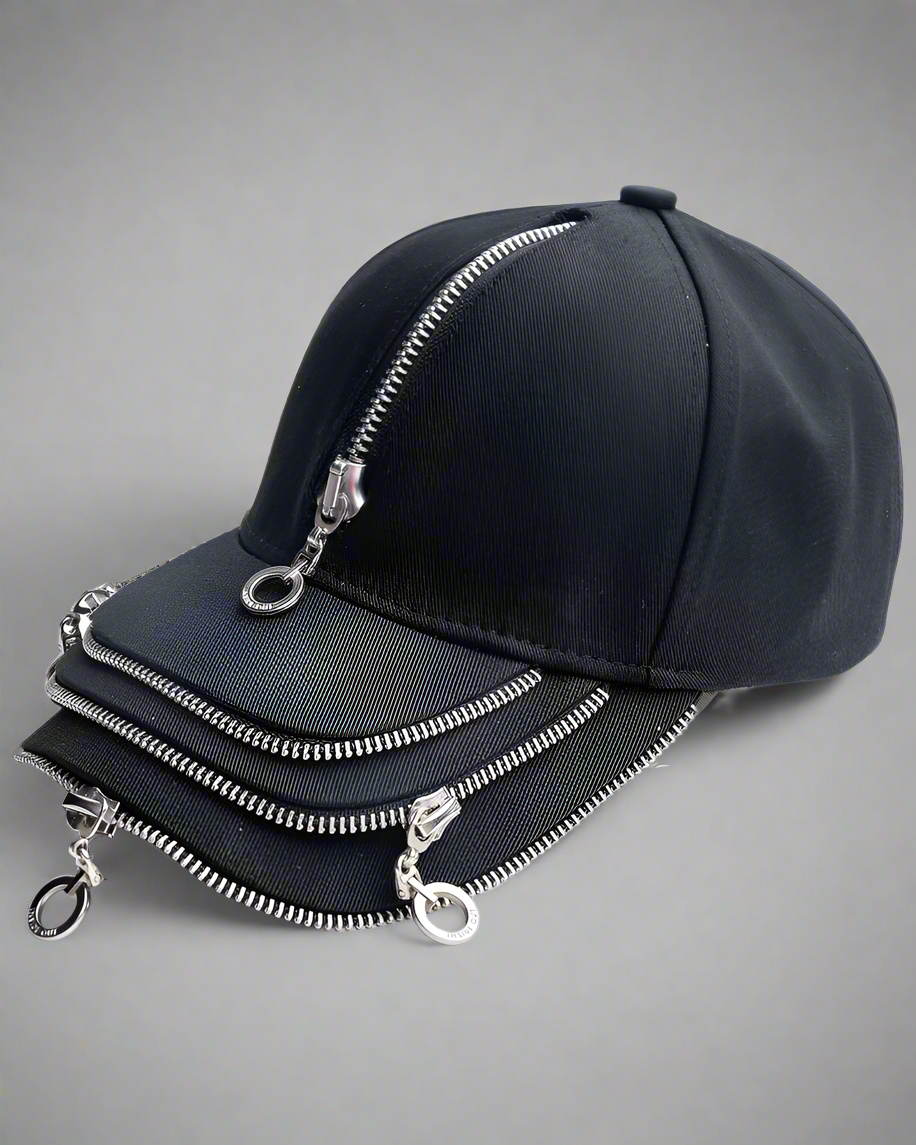 Casquette Zippée Audacieuse pour Rebelles -  mode urbaine - Casquette Zippée pour un Look Urbain Audacieux