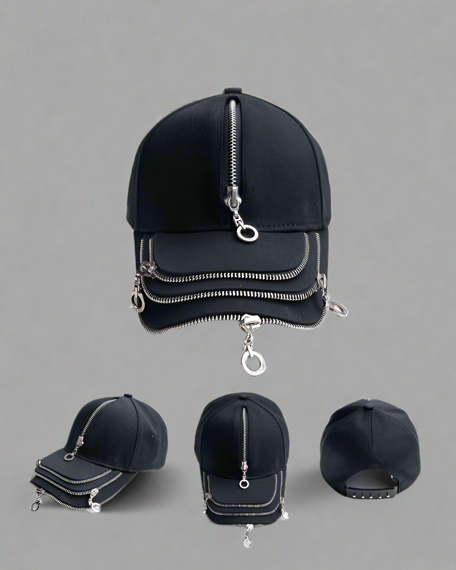 Casquette Zippée Audacieuse pour Rebelles -  visière allongée - Casquette Zippée pour un Look Urbain Audacieux