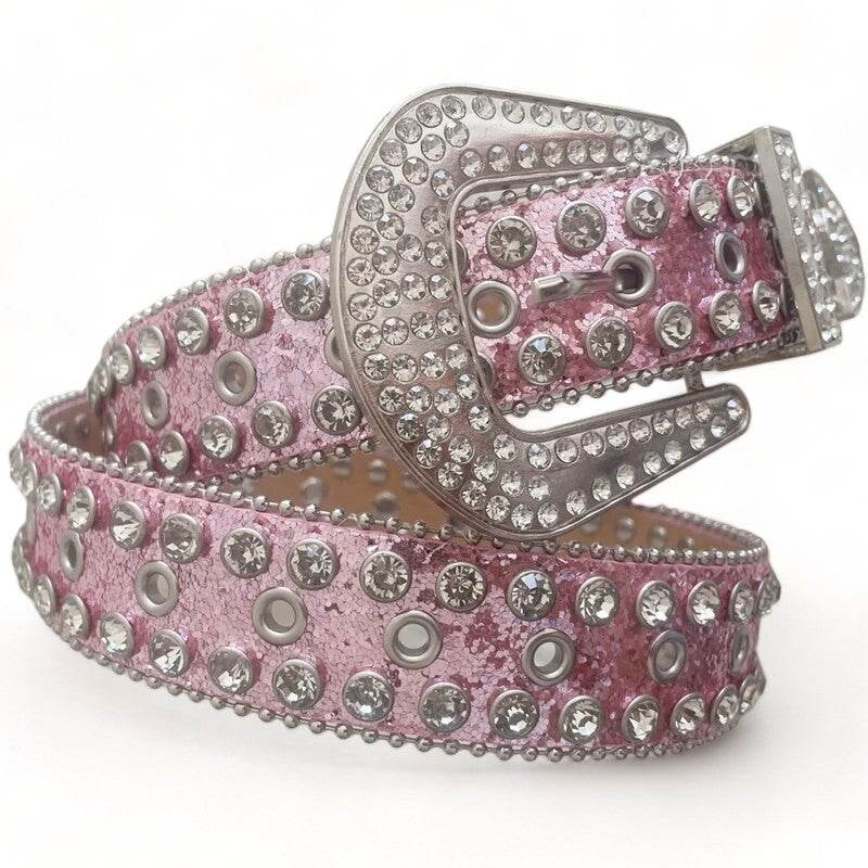 Ceinture en Strass Rose Pailletée -  accessoire chic - Ceinture en Strass Rose pour un Look Tendance