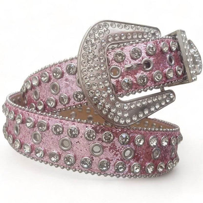 Ceinture en Strass Rose Pailletée -  accessoire chic - Ceinture en Strass Rose pour un Look Tendance