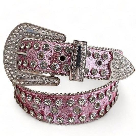Ceinture en Strass Rose Pailletée - accessoire tendance - Ceinture en Strass Rose pour un Look Tendance