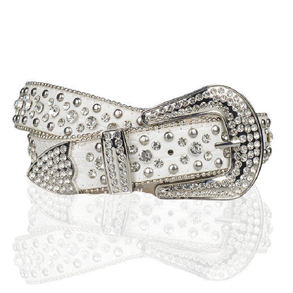 Ceinture Élégante Ornées de Diamants -  accessoire de mode - Ceinture Élégante en Cuir avec Strass pour Toutes Tenues