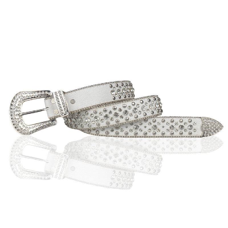 Ceinture Élégante Ornées de Diamants - ceinture en cuir - Ceinture Élégante en Cuir avec Strass pour Toutes Tenues