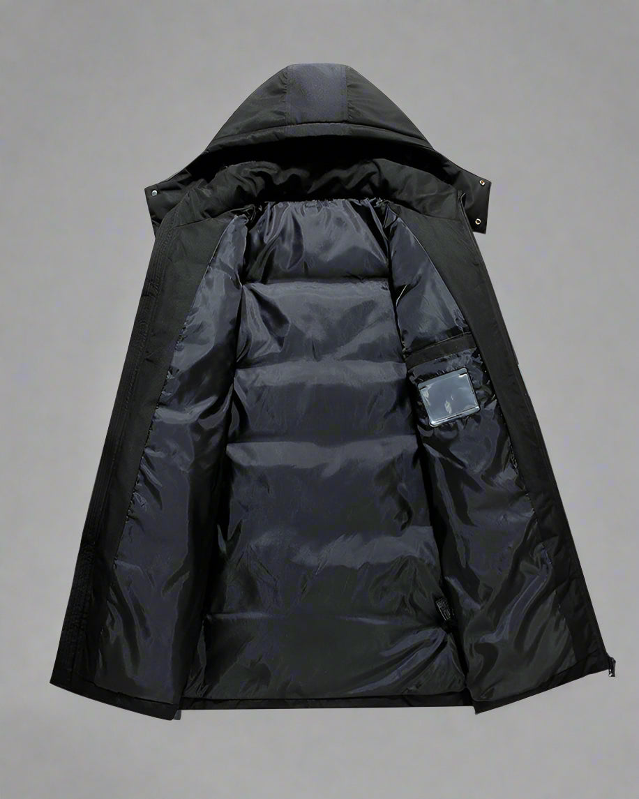 Chaleur Inégalée pour les Jours Tempétueux -  doudoune chauffante - Manteau Long Techwear : Confort et Style en Hiver