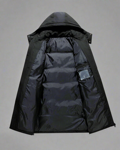 Chaleur Inégalée pour les Jours Tempétueux -  doudoune chauffante - Manteau Long Techwear : Confort et Style en Hiver