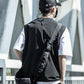 Gilet sans manches noir à poches multiples