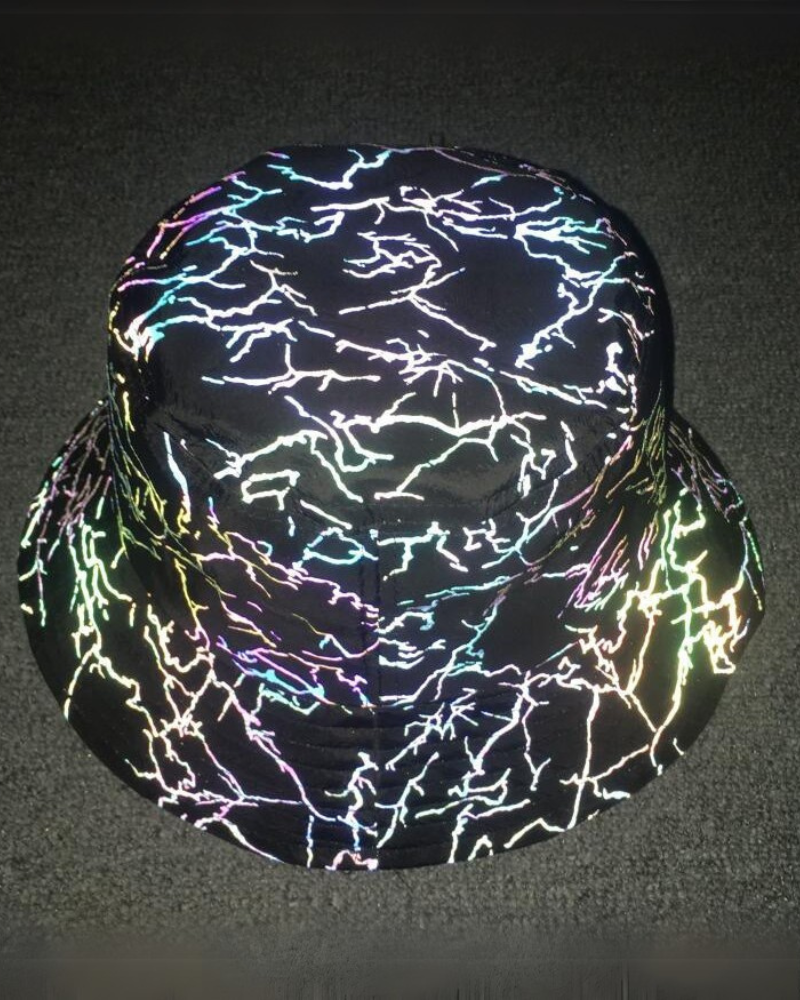 Chapeau seau arc-en-ciel réfléchissant coloré -  accessoire streetwear - Chapeau seau arc-en-ciel réfléchissant pour un style unique