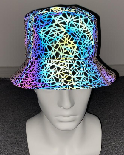 Chapeau seau arc-en-ciel réfléchissant coloré -  motif - Chapeau seau arc-en-ciel réfléchissant pour un style unique