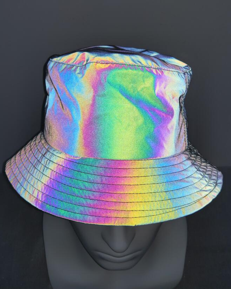 Chapeau seau arc-en-ciel réfléchissant coloré -  polyester - Chapeau seau arc-en-ciel réfléchissant pour un style unique