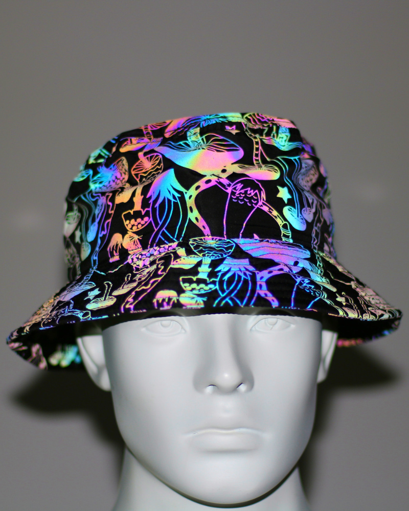 Chapeau seau arc-en-ciel réfléchissant coloré -  réfléchissant - Chapeau seau arc-en-ciel réfléchissant pour un style unique