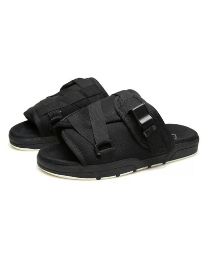 Chaussons Lounge Techwear Tranquilles -  noir - Chaussons Techwear Lounge en Tissu Maille Confortable