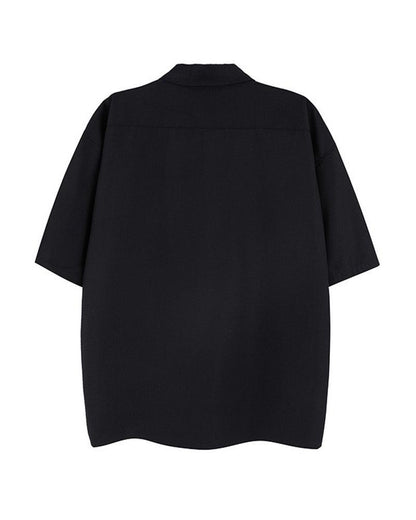 Chemise Chic avec Accent Chaîne -  style urbain - Chemise Chic Techwear à Manches Courtes avec Chaîne
