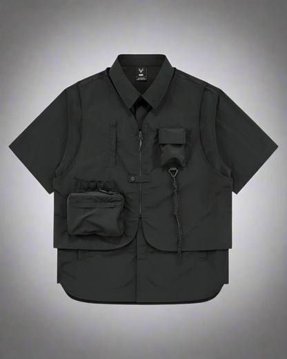 Chemise de Performance à Manches Courtes Adaptative - chemise élégante - Chemise Adaptative à Manches Courtes pour un Style Élégant