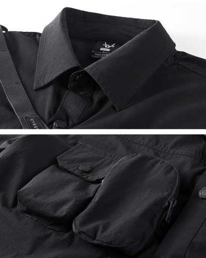 Chemise de Poche Multi-Usage -  style techwear - Chemise Multi-Usage à Manches Détachables et Poches