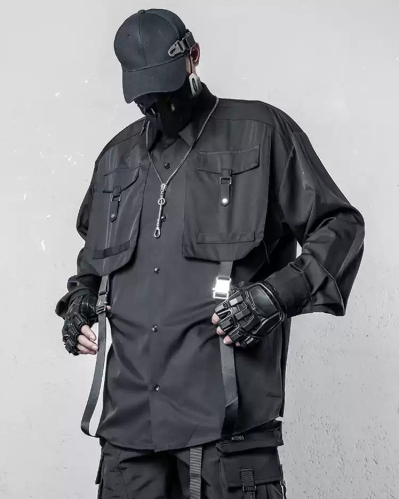 Chemise Haut Cargo Adaptable avec Couture en Ruban -  noir classique - Chemise Cargo Adaptable avec Couture en Ruban