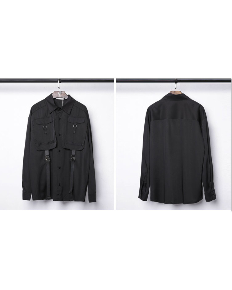 Chemise Haut Cargo Adaptable avec Couture en Ruban -  techwear - Chemise Cargo Adaptable avec Couture en Ruban