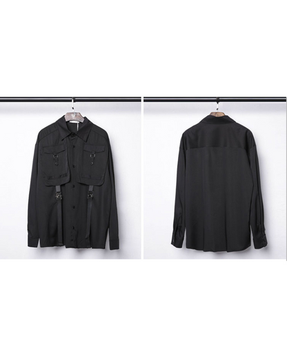 Chemise Haut Cargo Adaptable avec Couture en Ruban -  techwear - Chemise Cargo Adaptable avec Couture en Ruban