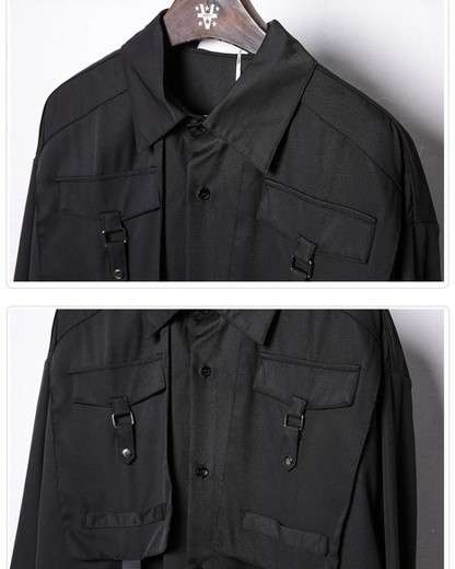 Chemise Haut Cargo Adaptable avec Couture en Ruban -  vêtements techwear - Chemise Cargo Adaptable avec Couture en Ruban
