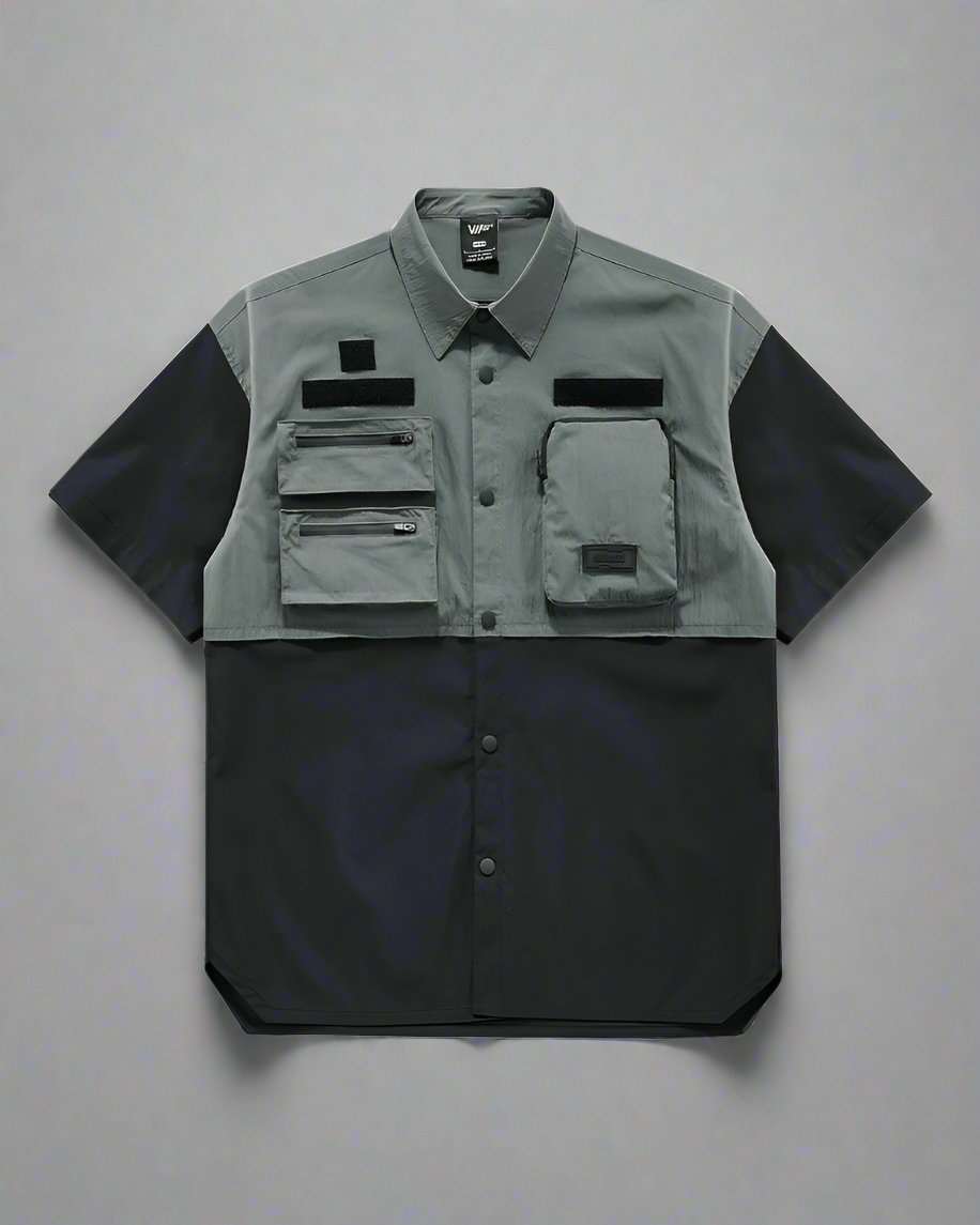 Chemise Haut Chic à Manches Courtes Superposées - chemise chic - Chemise Chic à Manches Courtes au Style Urbain