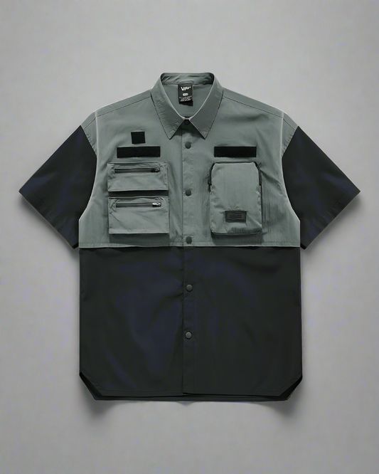 Chemise Haut Chic à Manches Courtes Superposées - chemise chic - Chemise Chic à Manches Courtes au Style Urbain