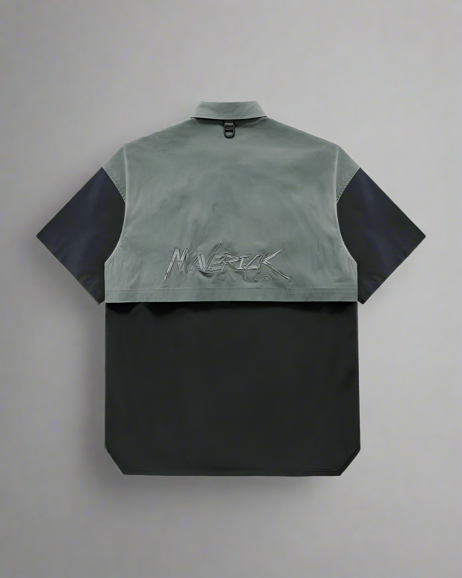 Chemise Haut Chic à Manches Courtes Superposées - style techwear - Chemise Chic à Manches Courtes au Style Urbain