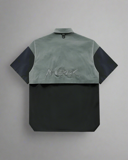 Chemise Haut Chic à Manches Courtes Superposées - style techwear - Chemise Chic à Manches Courtes au Style Urbain