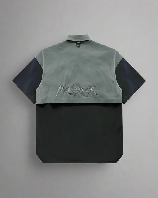 Chemise Haut Chic à Manches Courtes Superposées - style techwear - Chemise Chic à Manches Courtes au Style Urbain