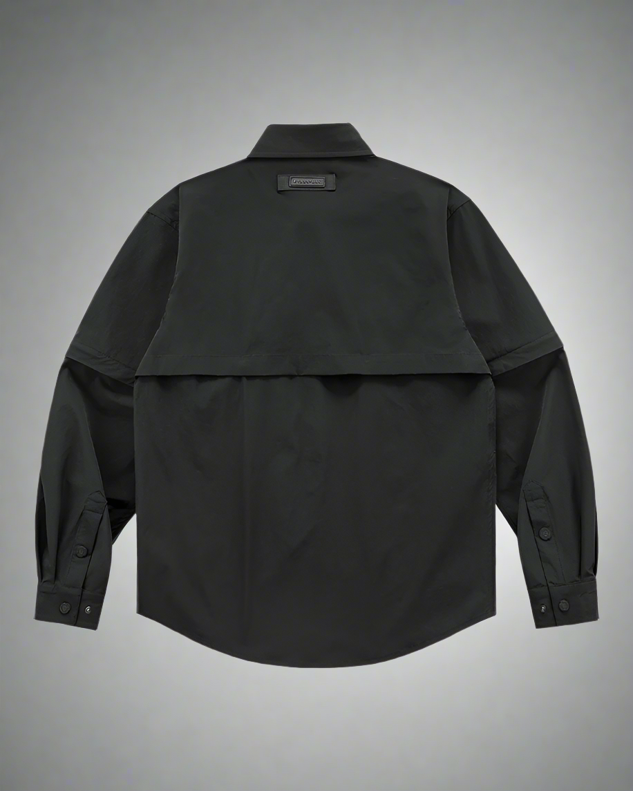 Chemise Haut à Manches Patchwork Chic - veste techwear futuriste - Chemise Haut à Manches Patchwork Chic pour un Style Élégant