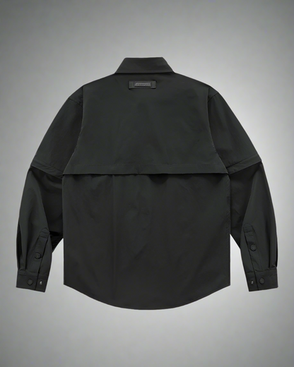 Chemise Haut à Manches Patchwork Chic - veste techwear futuriste - Chemise Haut à Manches Patchwork Chic pour un Style Élégant