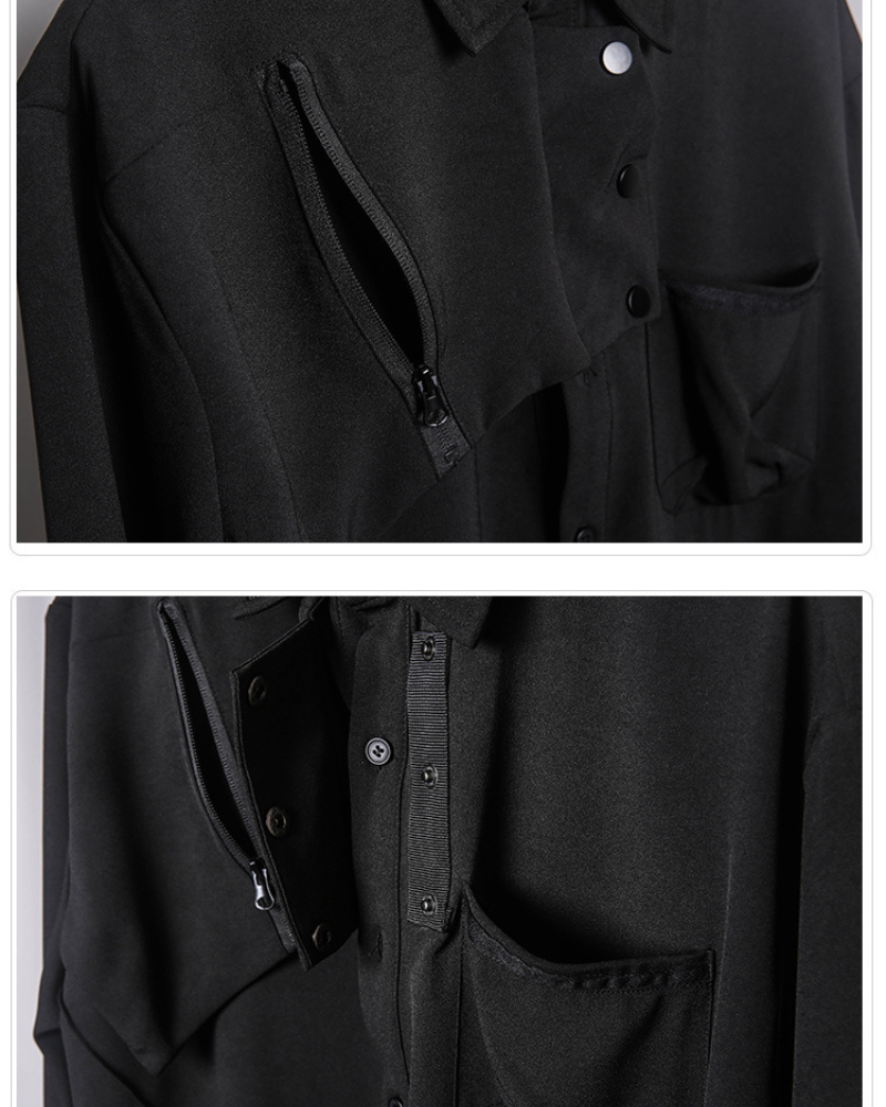 Chemise Haut Noir Chic à Manches Longues - chemise noire - Chemise Noire Chic à Manches Longues pour un Style Urbain
