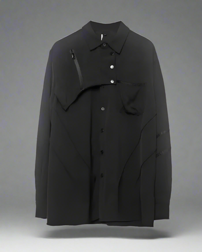 Chemise Haut Noir Chic à Manches Longues - chemisier décontracté - Chemise Noire Chic à Manches Longues pour un Style Urbain