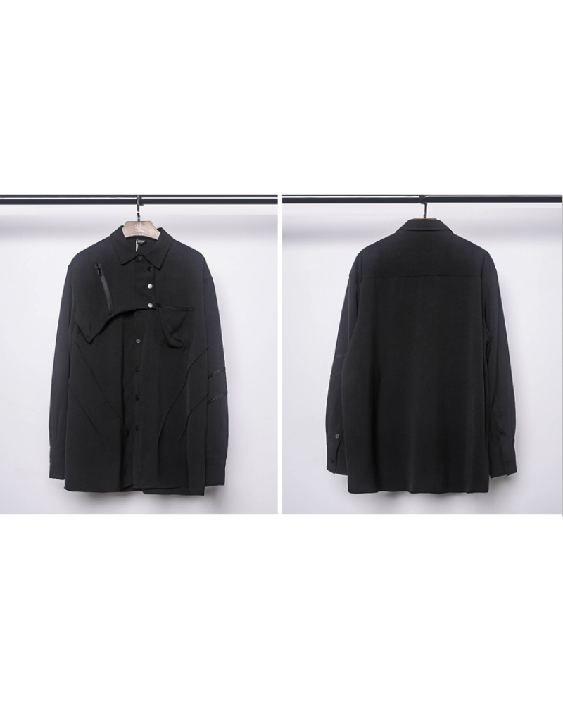 Chemise Haut Noir Chic à Manches Longues - chemisier décontracté - Chemise Noire Chic à Manches Longues pour un Style Urbain